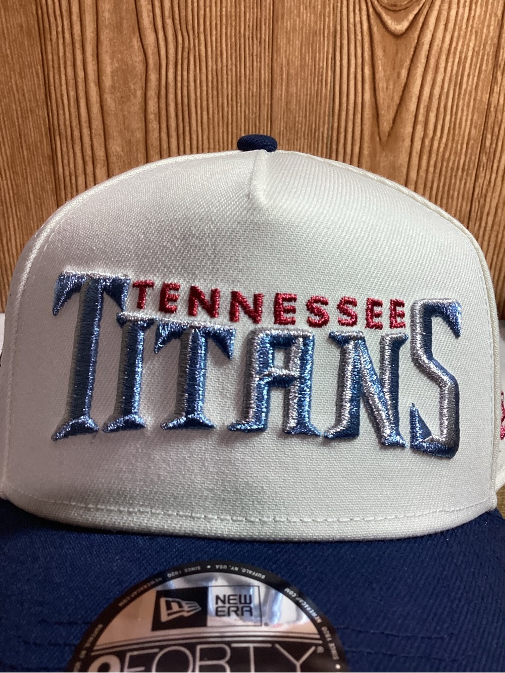 New Era 1999-2013 Tennessee Titans White & Navy Raised Embroidery Adjustable Hat - Picture 2 of 10